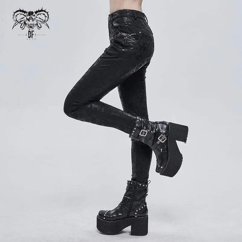 Damen Gothic Dendritic Pattern Slim Fit Hose