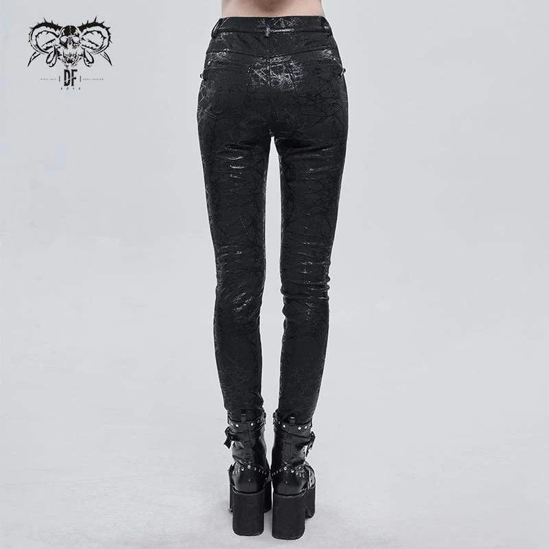 Damen Gothic Dendritic Pattern Slim Fit Hose