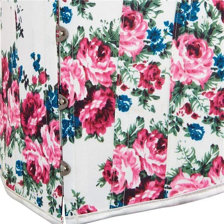 Gothic Damen Korsett mit floralem Print und Riemchen