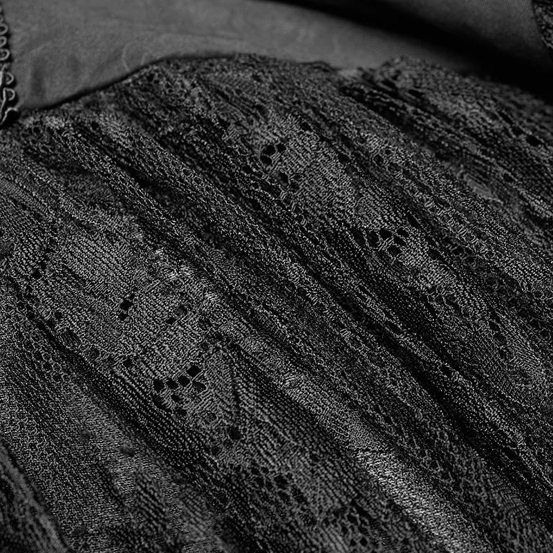 Damen Gothic schulterfreies mehrschichtiges Hexenkleid aus Spitze