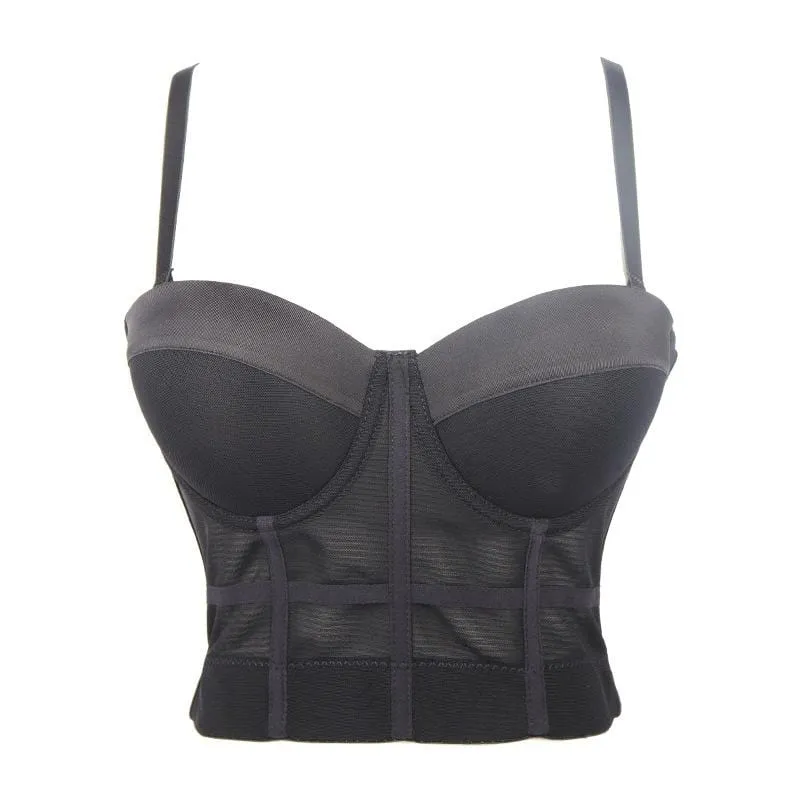 Damen Grunge Elasticated Net Fitted Bustiers