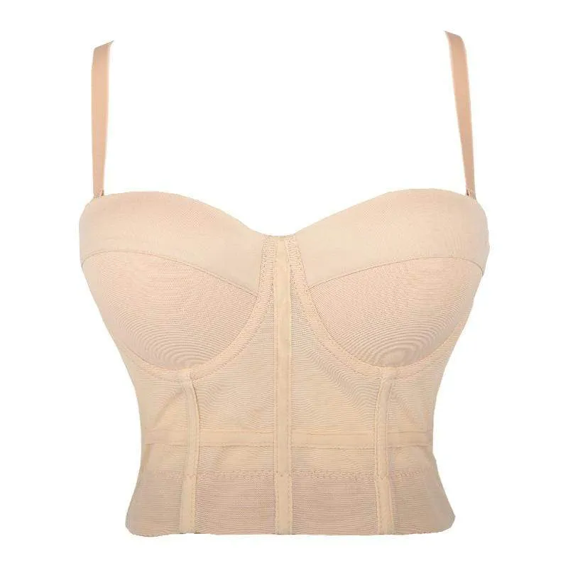 Damen Grunge Elasticated Net Fitted Bustiers