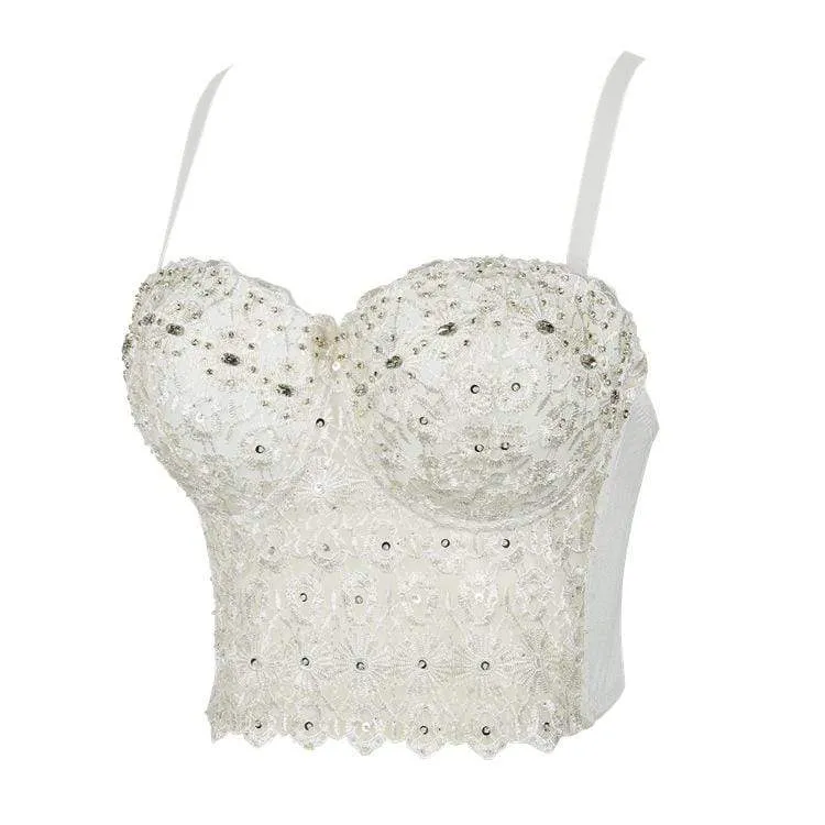 Frauen Grunge Lace Floral Beadiers Bustiers