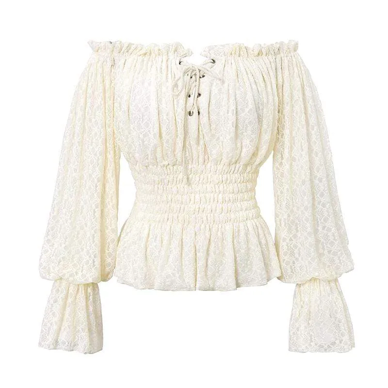 Damen Vintage Off-Shoulder Strappy Tops Weiß