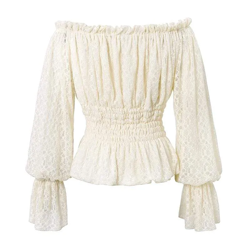 Damen Vintage Off-Shoulder Strappy Tops Weiß