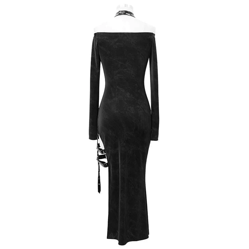 Damen Gothic Schnürung mit unregelmäßigen Neckholder-Kleidern