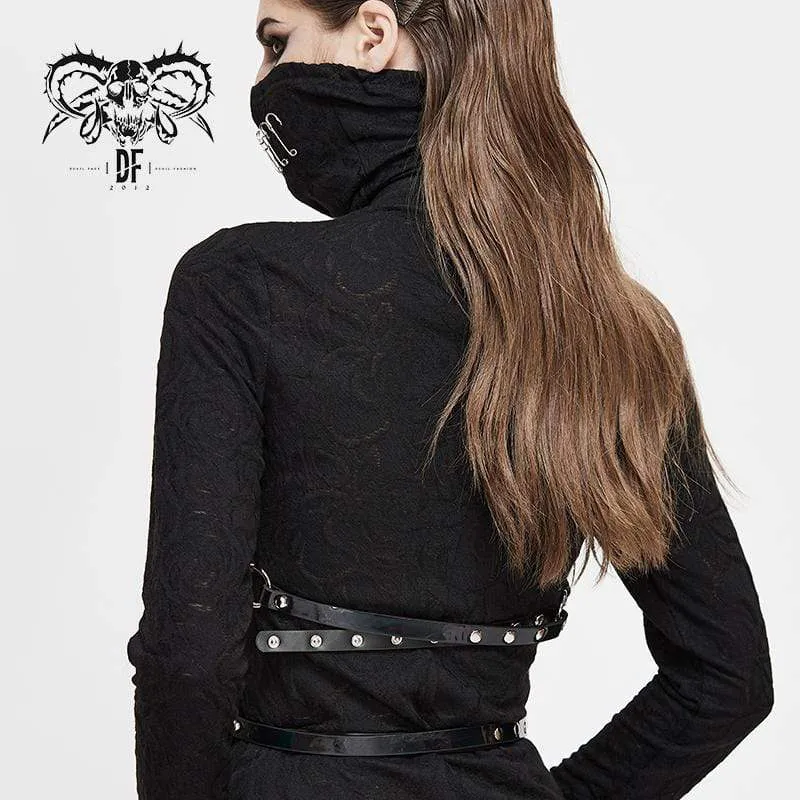 Damen Gothic Kunstleder Body Harness mit Nieten