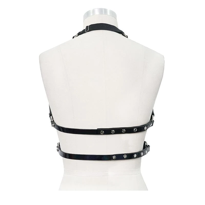 Damen Gothic Kunstleder Body Harness mit Nieten
