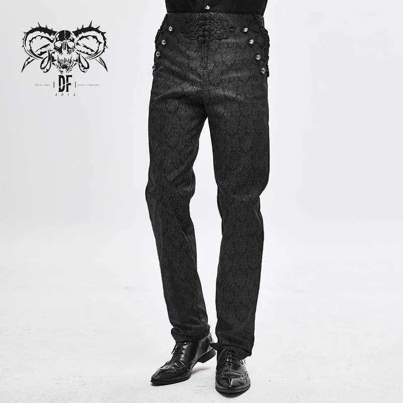 Herren Gothic Chinese Button Jacquard Pants