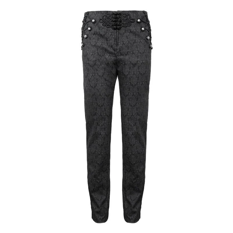 Herren Gothic Chinese Button Jacquard Pants