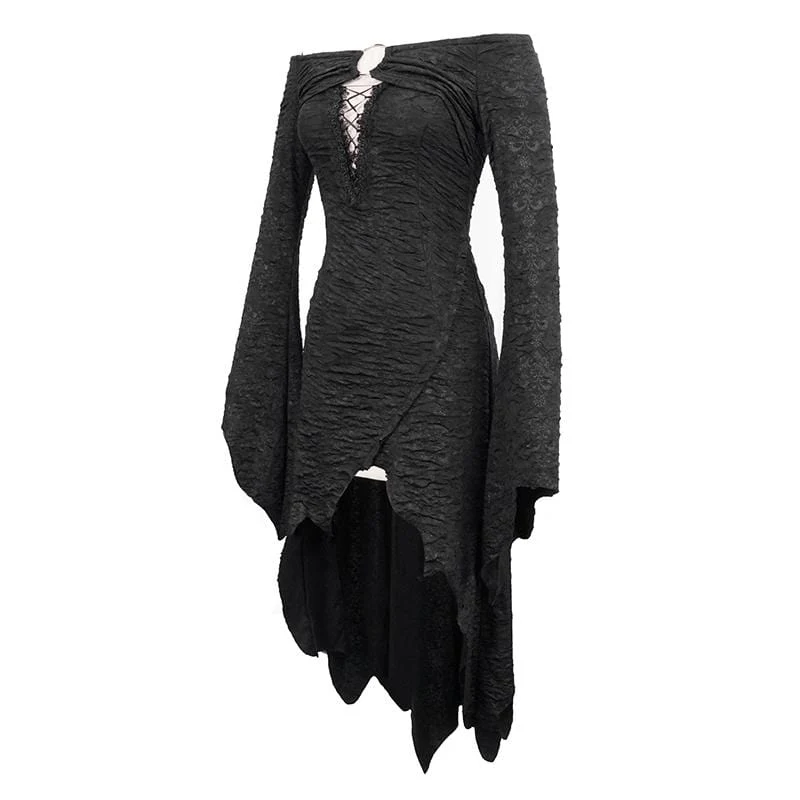 Gothic Off-Shoulder Ripped Irregular Dresses für Damen