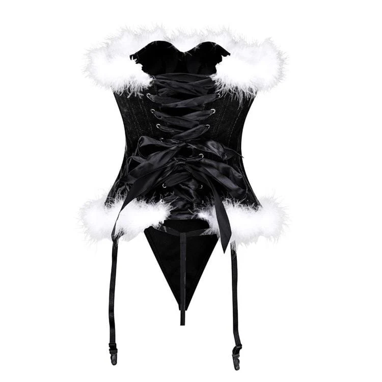 Frauen Gothic Faux Fun Hem Bowknot Chrismas Overbust Korsetts