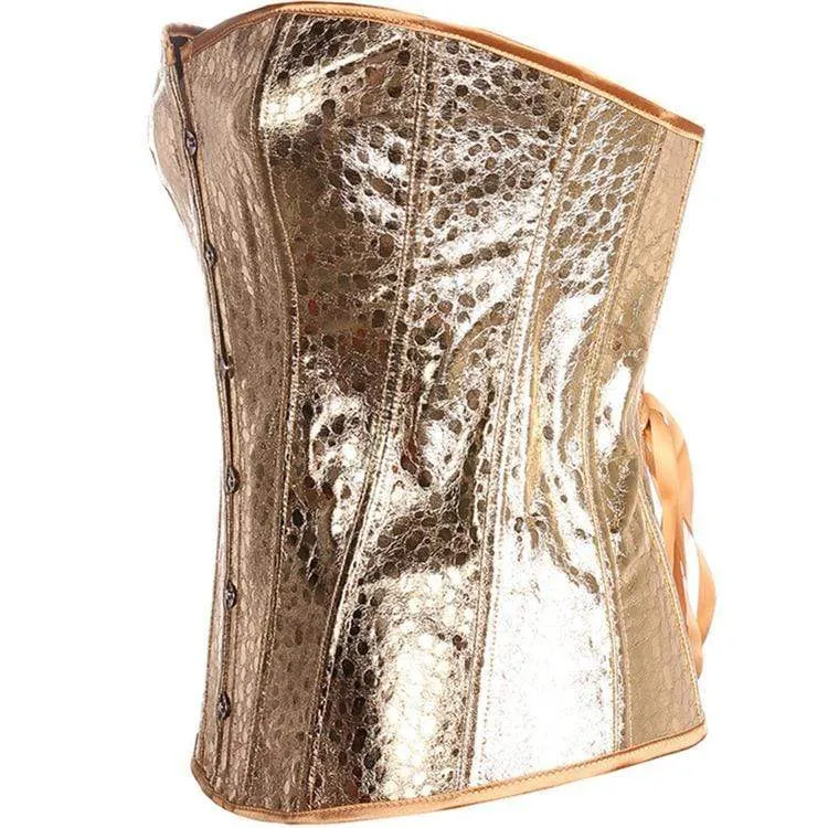 Frauen Gothic Pure Color Overbust Korsetts Golden