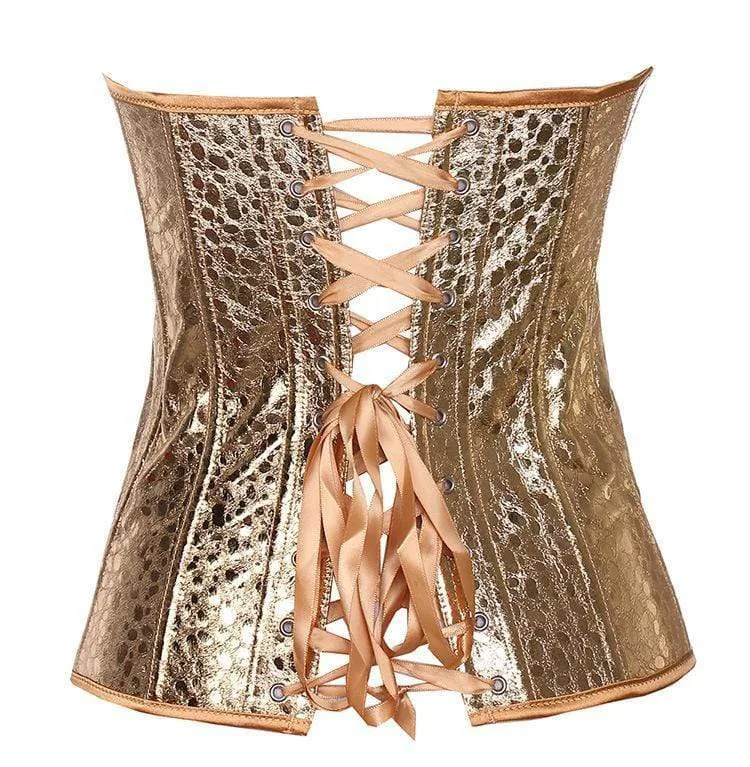 Frauen Gothic Pure Color Overbust Korsetts Golden