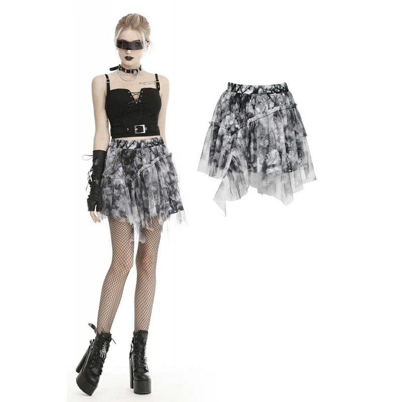 Damen Gothic Tie-Dye Mesh Röcke