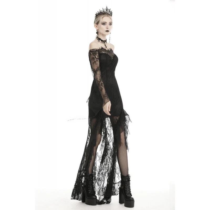Schulterfreie Gothic-Brautkleider mit Spitze für Damen