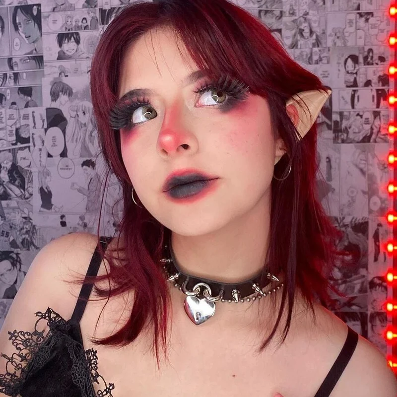 Frauen Punk Rivet Heart Choker Halskette mit Schlüssel