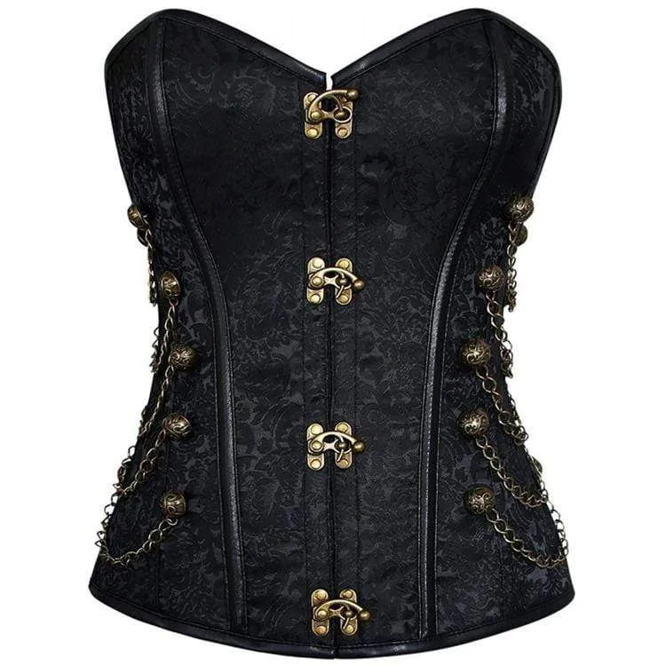 Steampunk-Überbrustkorsetts für Frauen mit Ketten