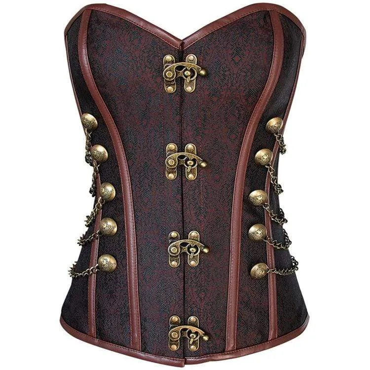 Steampunk-Überbrustkorsetts für Frauen mit Ketten