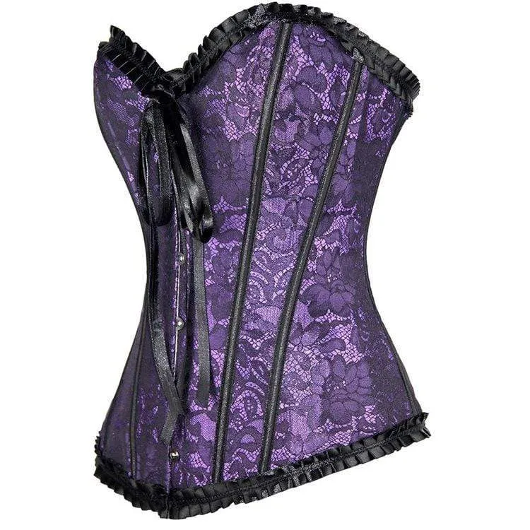 Gothic Schnürkorsett mit Blumenmuster aus Damen