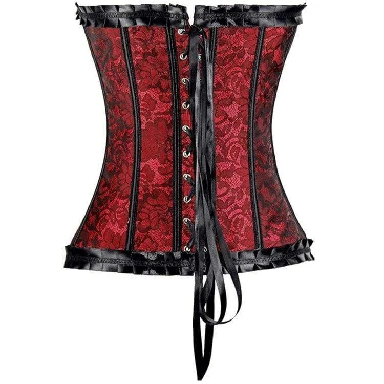 Gothic Schnürkorsett mit Blumenmuster aus Damen