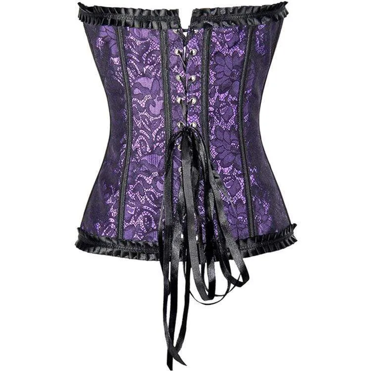 Gothic Schnürkorsett mit Blumenmuster aus Damen