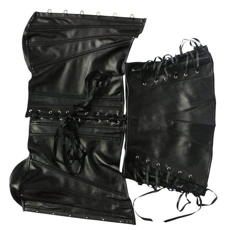 Damen Gothic Kunstleder Overbust Korsett Kleider