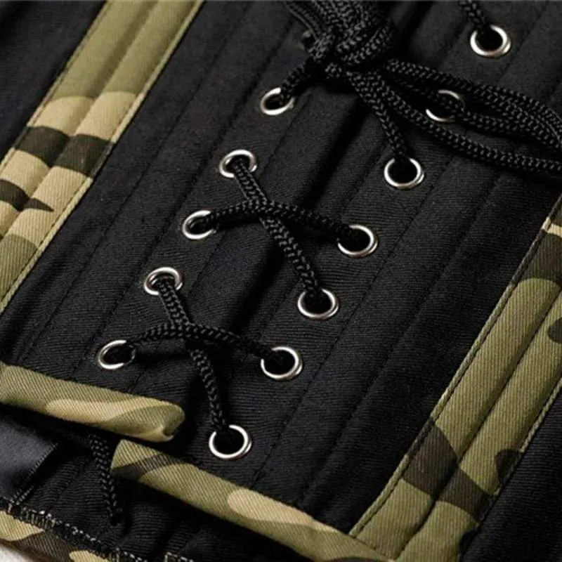 Frauen Gothic Camouflage gestreifte Unterbrust Korsetts