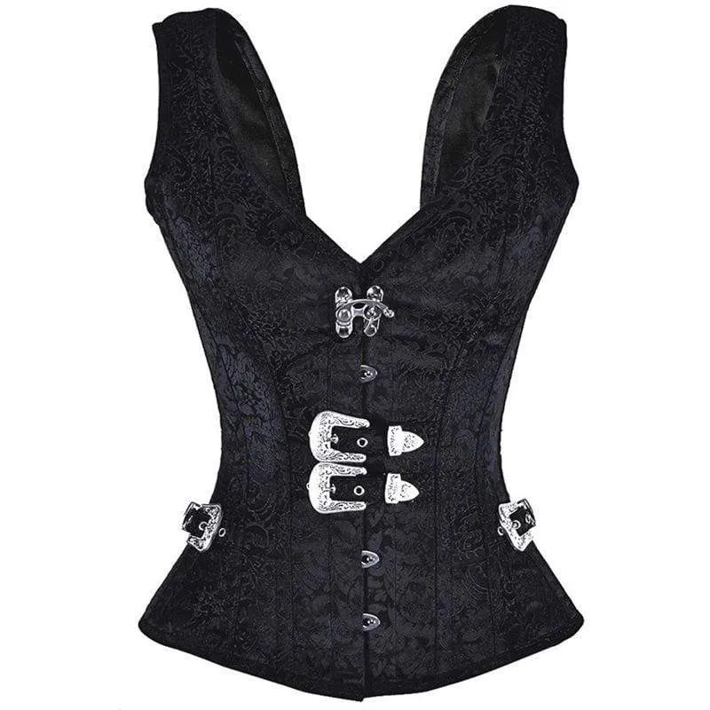Frauen Gothic Jacquard Overbust Korsetts