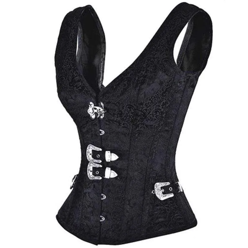 Frauen Gothic Jacquard Overbust Korsetts