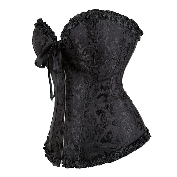 Damen Gothic Schnür Brokat Überbrust Korsetts