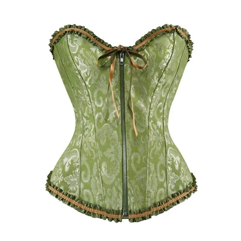 Damen Gothic Schnür Brokat Überbrust Korsetts