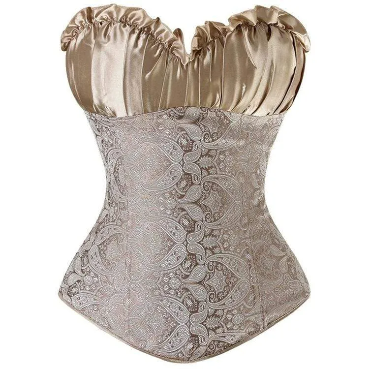 Frauen Gothic Flabala Hem Satin Overbust Korsetts