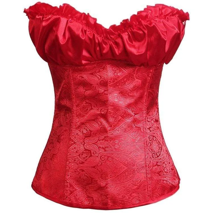 Frauen Gothic Flabala Hem Satin Overbust Korsetts