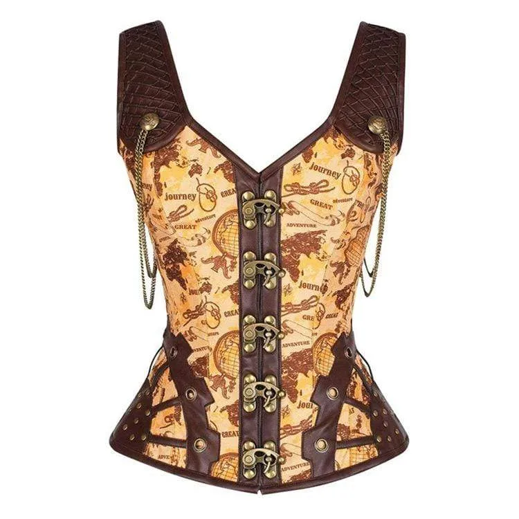Frauen Steampunk Nieten Überbrust Korsetts