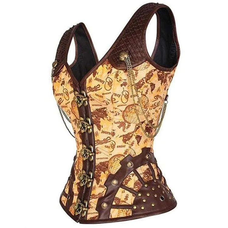 Frauen Steampunk Nieten Überbrust Korsetts