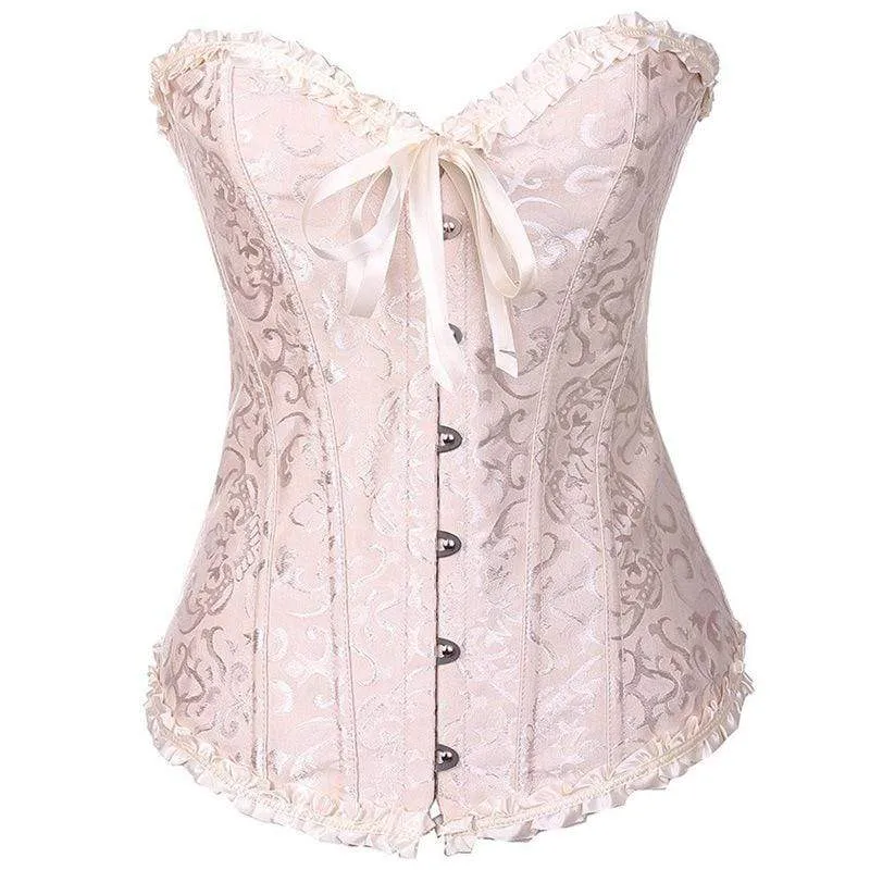Damen Gothic Schnür Jacquard Overbust Korsetts