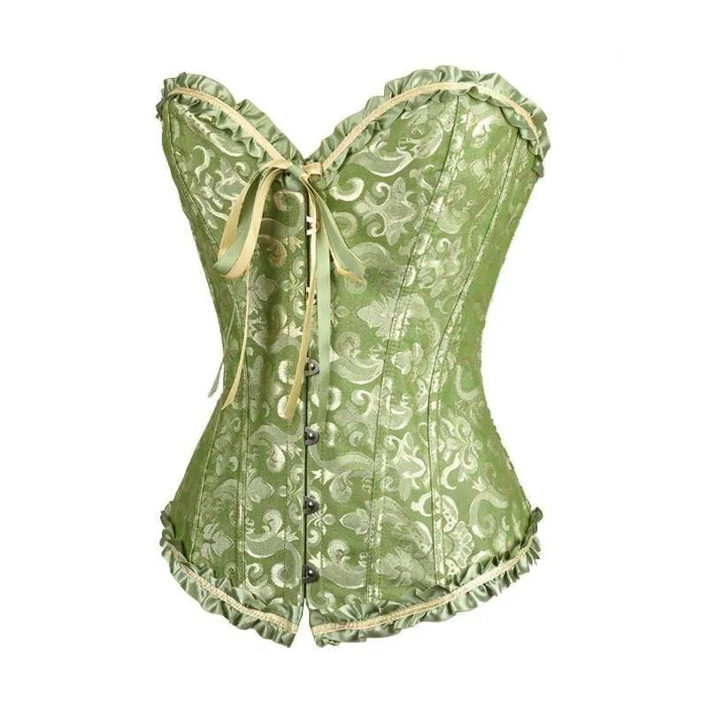 Damen Gothic Schnür Jacquard Overbust Korsetts