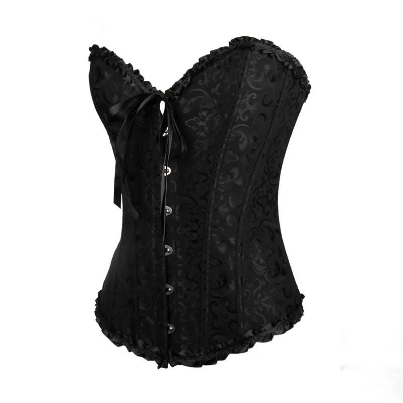 Damen Gothic Schnür Jacquard Overbust Korsetts
