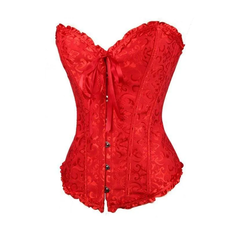 Damen Gothic Schnür Jacquard Overbust Korsetts