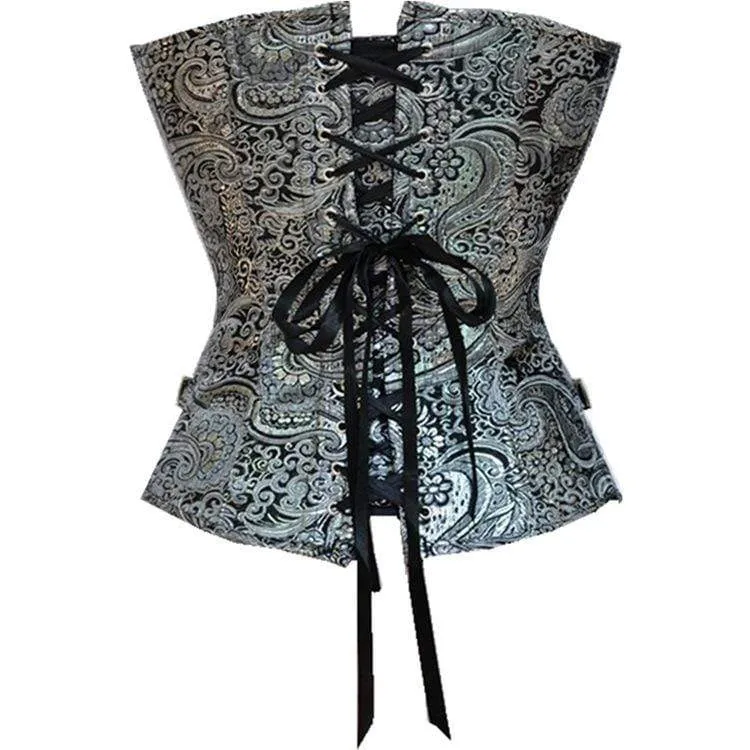 Frauen Gothic Jacquard Overbust Korsetts