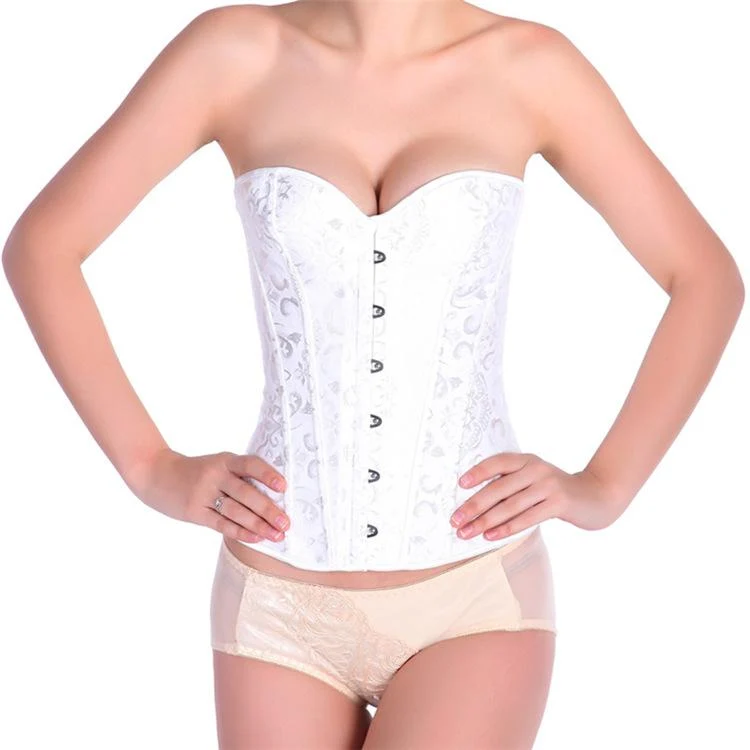Damen Gothic Jacquard Overbust Korsetts mit T-Bak