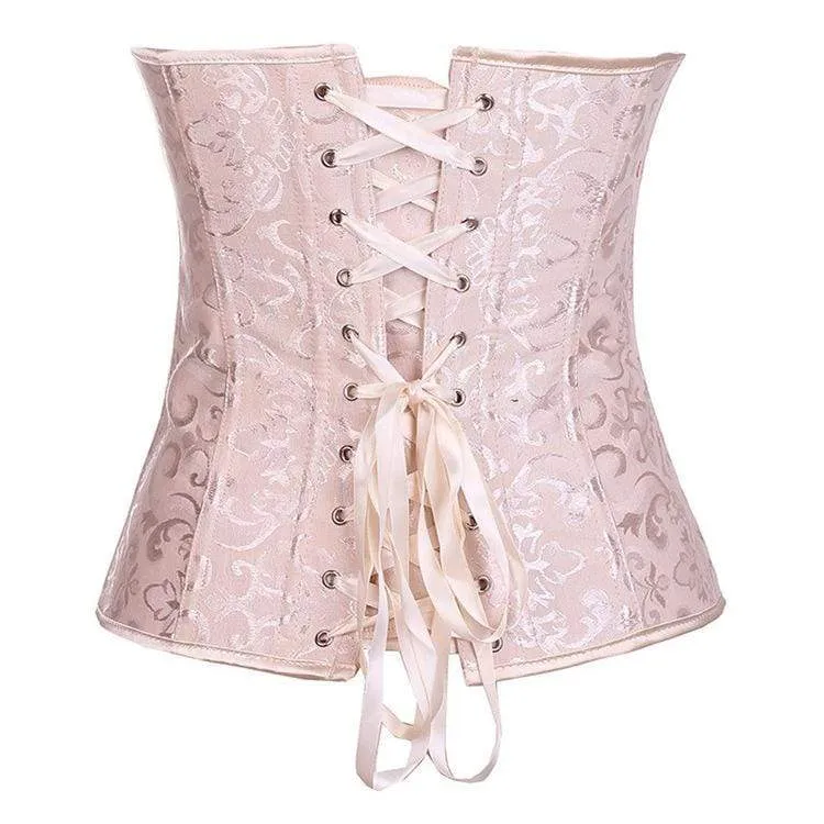 Damen Gothic Jacquard Overbust Korsetts mit T-Bak