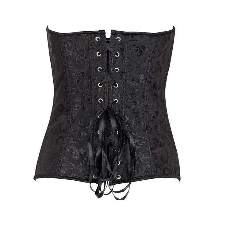Damen Gothic Jacquard Overbust Korsetts mit T-Bak
