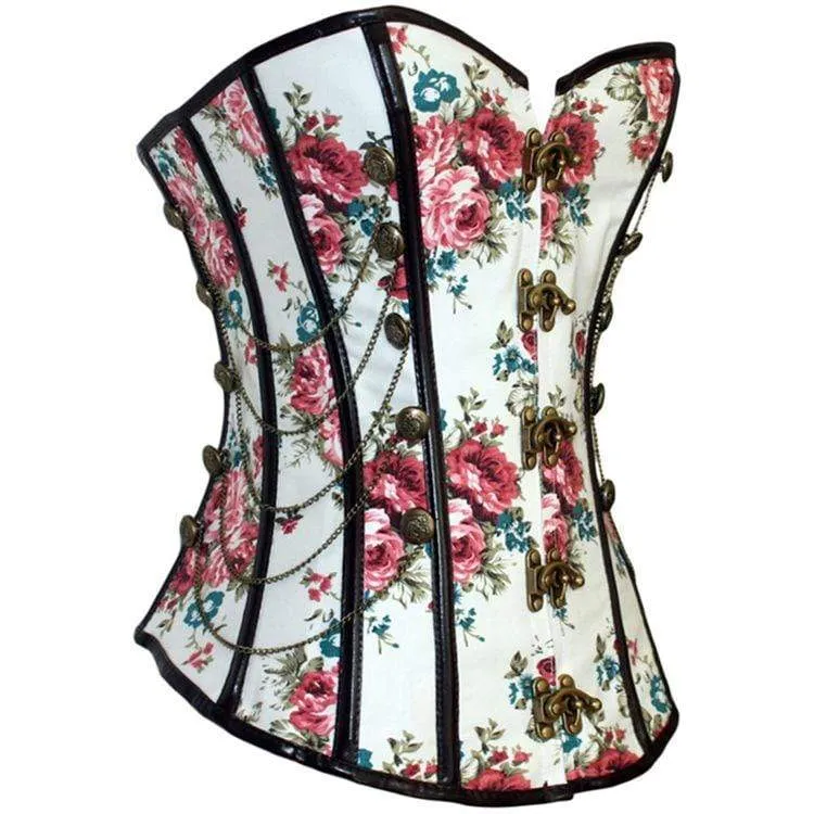 Vintage Vintage Blumen Mehrketten-Überbrustkorsetts