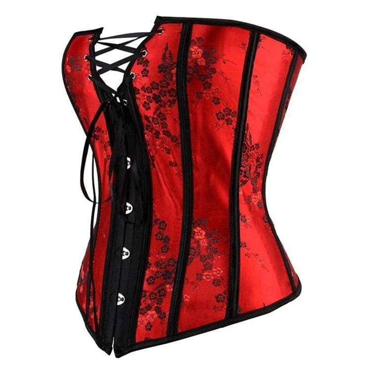 Frauen Gothic Floral Strappy Overbust Korsetts