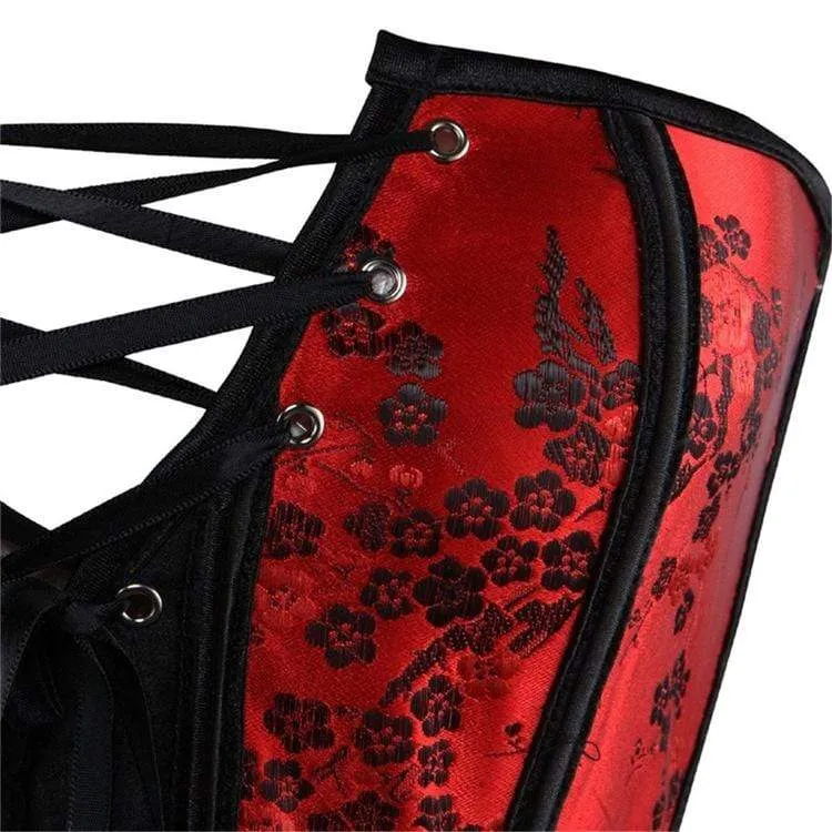 Frauen Gothic Floral Strappy Overbust Korsetts