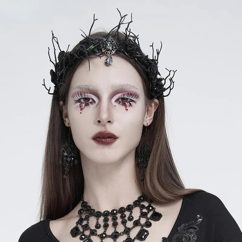 Gothic-Kopfschmuck mit Rosenzweigen für Damen