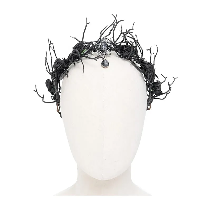Gothic-Kopfschmuck mit Rosenzweigen für Damen