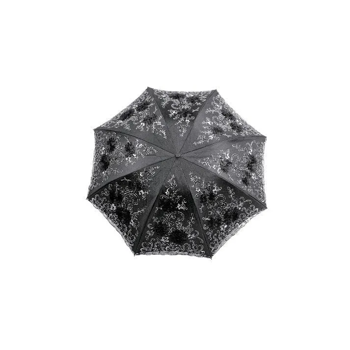 Damen-Regenschirm mit gotischer Spitze und Blumenstickerei